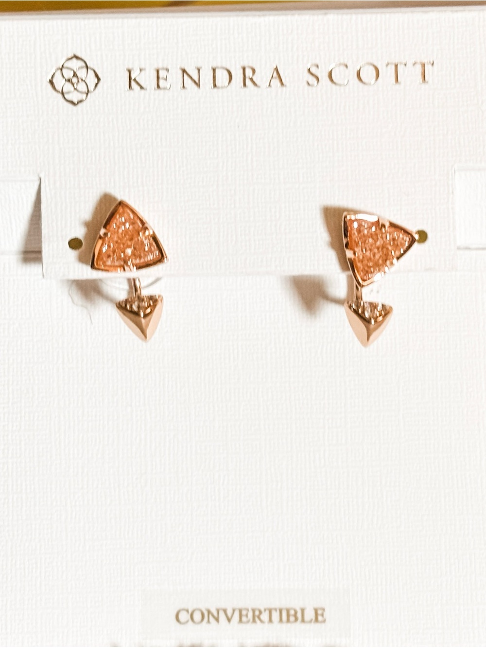 NWT! Kendra Scott Perry Rose Gold Ear Jacket Earrings in Sand Drusy